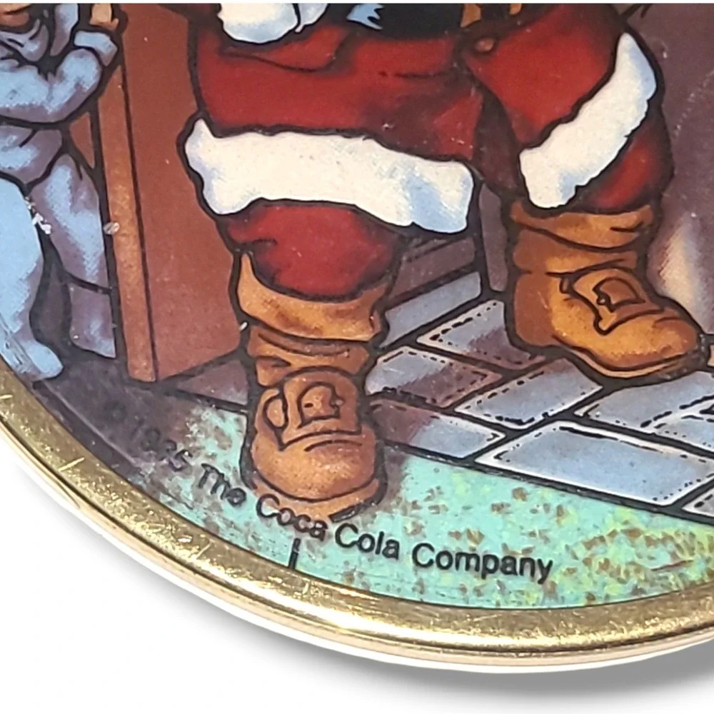 Rare Vintage 1985 Coca-Cola Santa Claus Suncatcher Christmas Ornament 3.5